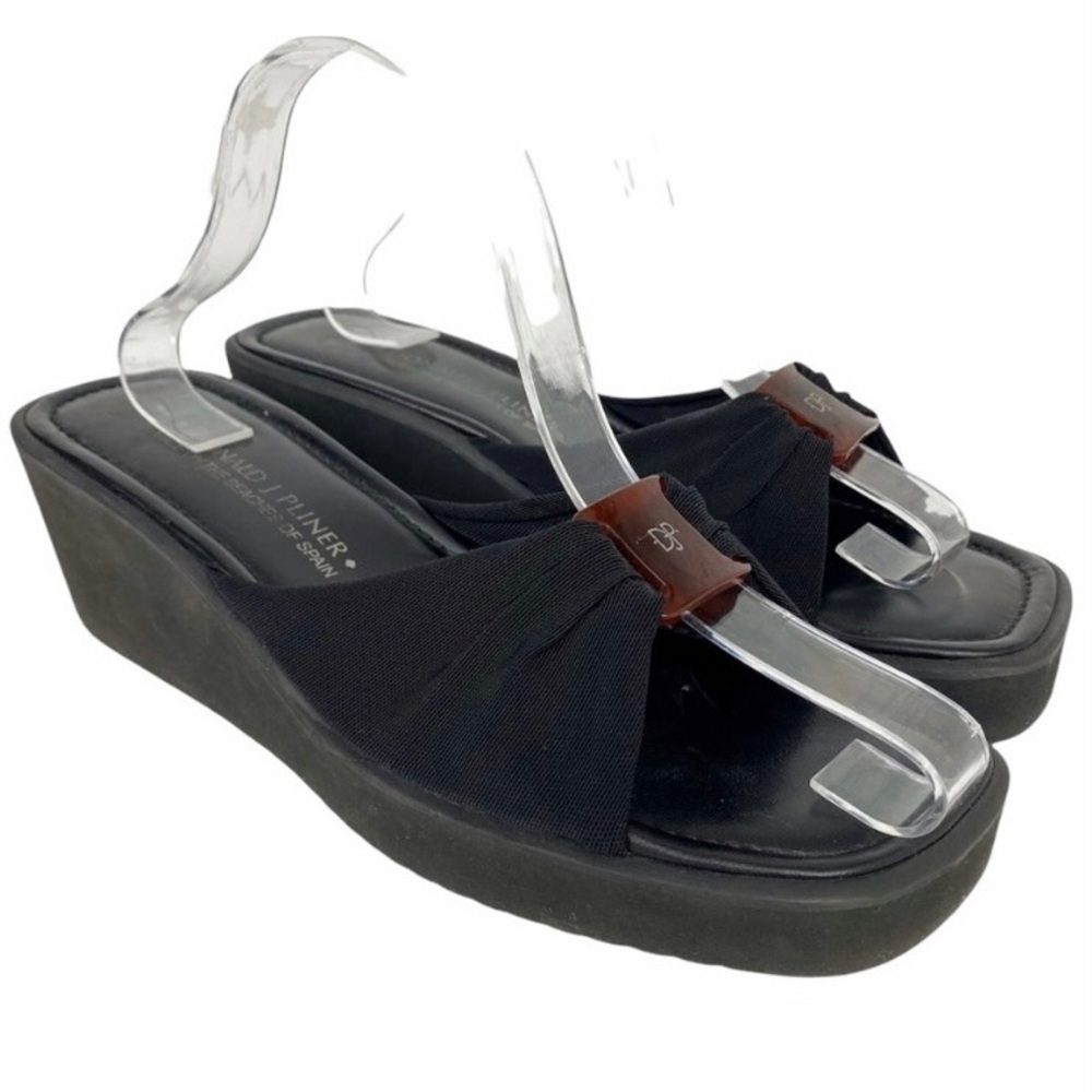 DONALD J PLINER Y2K Microfiber Foam Wedge Platform Sandal 11 Black